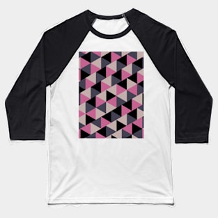 Geometric Pattern in Pink, Purple and Black Baseball T-Shirt